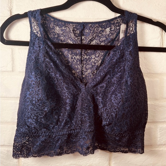NWT Soma Bralette Lace Racerback Pullover Wireless XXL Navy Blue #0385 - Picture 1 of 10